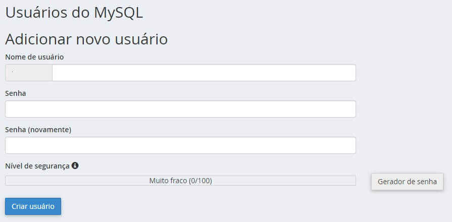 Criando um Usuário de Banco de Dados MySQL para realizar a instalação do WordPress Manualmente através do cPanel