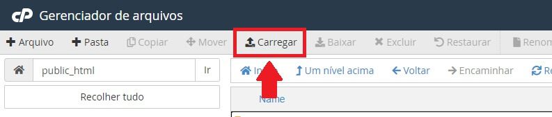 Carregar Arquivos, realizar upload, para dentro do diretório, através do cPanel