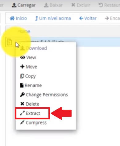 Extrair Arquivos de Instalação Manualmente do WordPress pelo cPanel