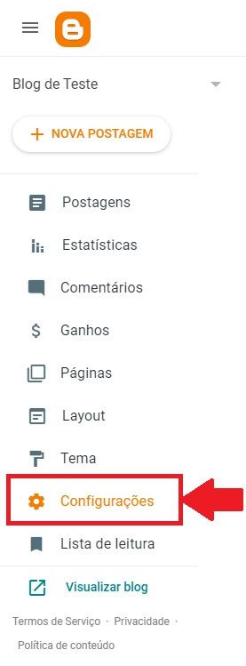 painel administrativo do blogspot