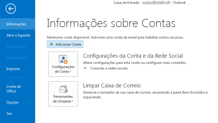 configurar o outlook 2013 - inicial