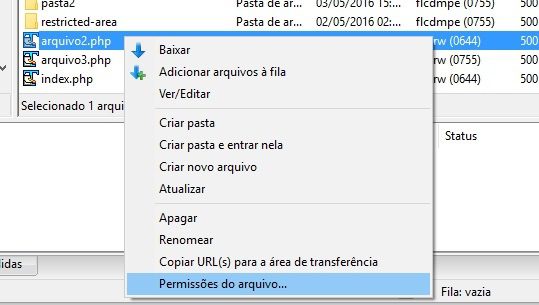 chmod permissoes arquivos filezilla 4