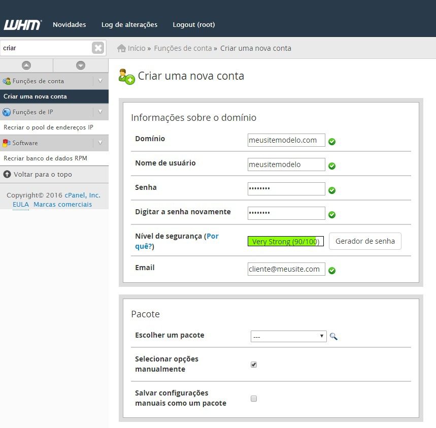 Adicionar um site a revenda de hospedagem cPanel WHM | Homehost