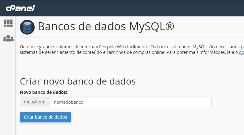 dados do novo banco mysql