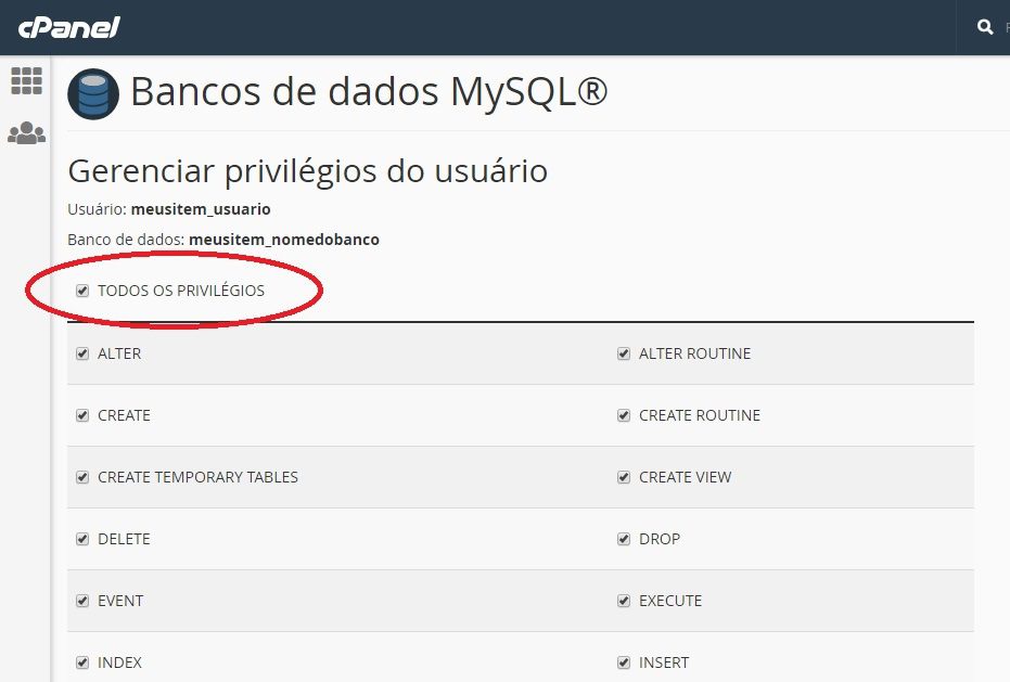 privilegios e permissoes do usuario mysql