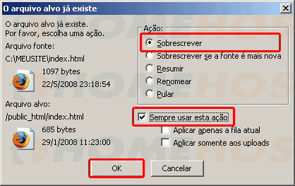 o que e ftp 9 - sobrescrever arquivos filezilla