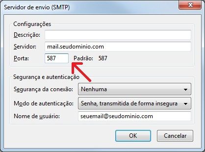 Como usar a porta 587 para envio no Thunderbird