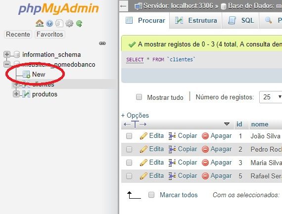 criar nova tabela no phpmyadmin