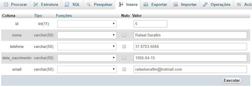 inserir dados 2