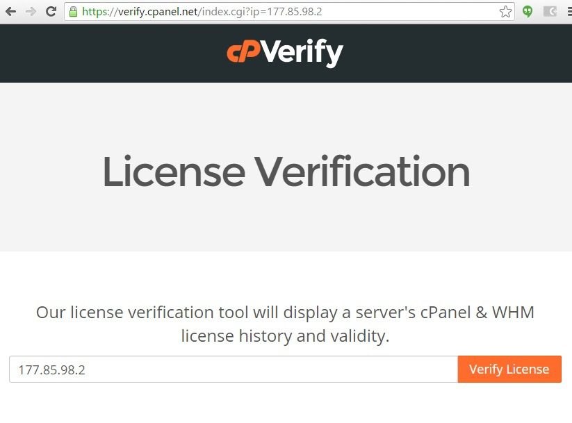 Invalid license file cpanel , validar licença