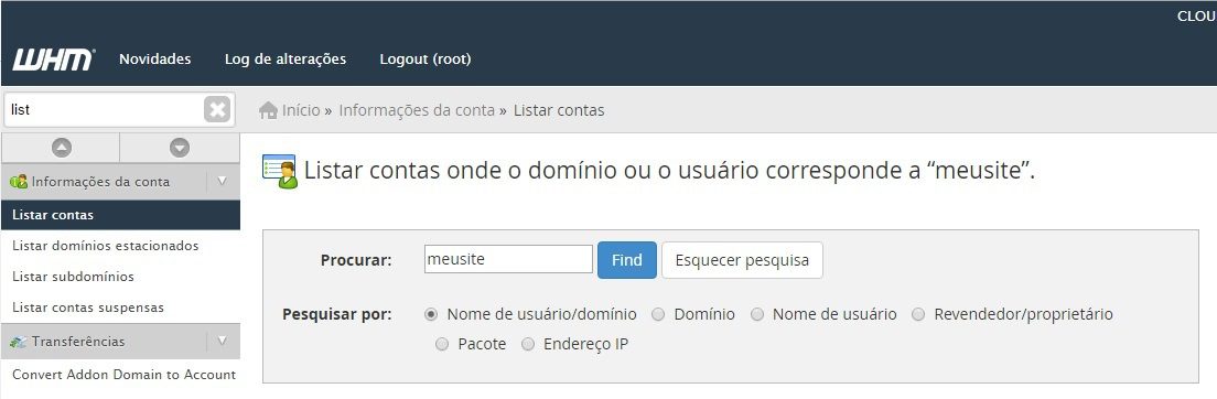 alterar senha cpanel whm revenda de hospedagem