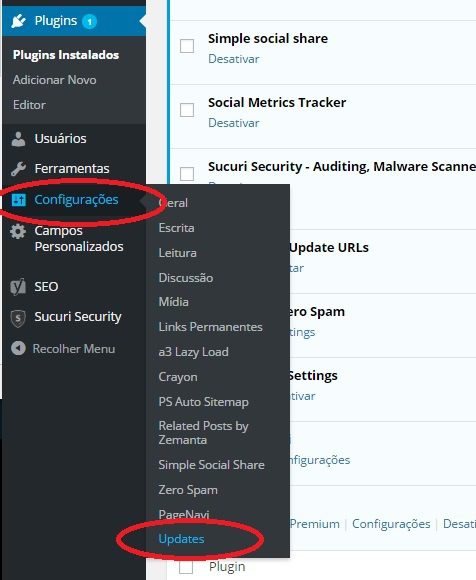 Configuracoes do WordPress