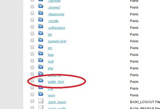 listagem de arquivos ftp online pelo gerenciador de arquivos