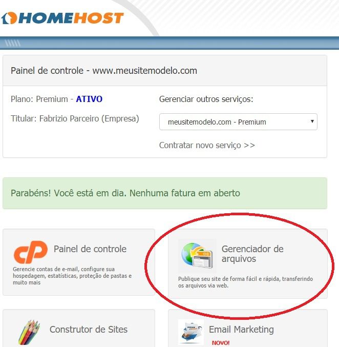 ftp online pelo gerenciador de arquivos