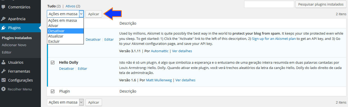 desativar plugin
