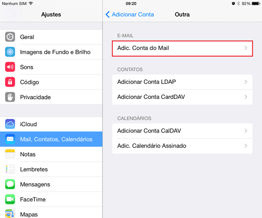 configurar email no iphone 3