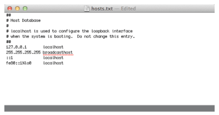 arquivo hosts do Mac OS