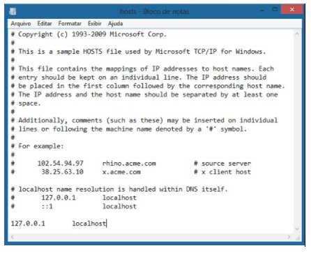 arquivo hosts do windows