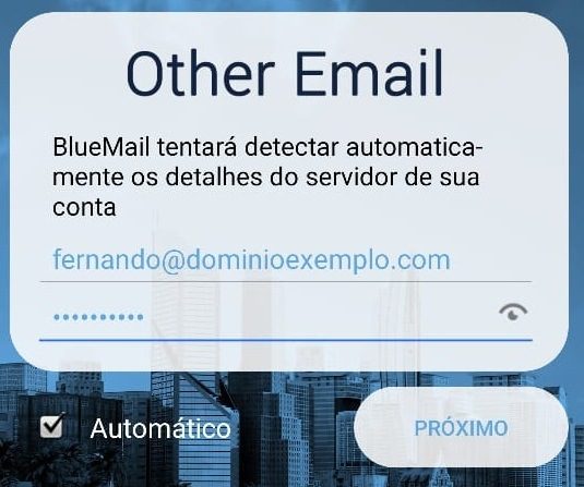 bluemail dados da conta