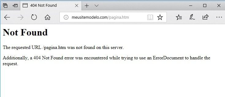erro 404 no navegador 