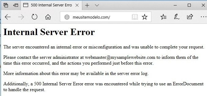 erro no site - internal server error