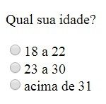 Exemplo utilizando input type radio em formulário HTML