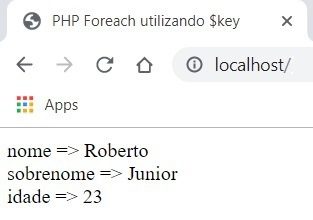 Exemplo de PHP Foreach utilizando apenas chaves personalizadas