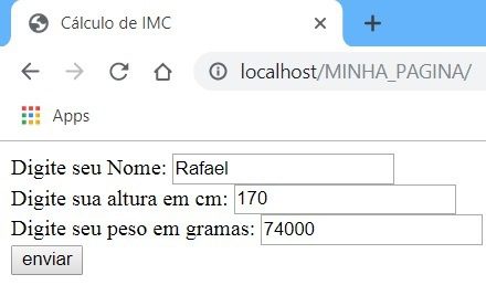 Testando nosso sistema de calculo de IMC