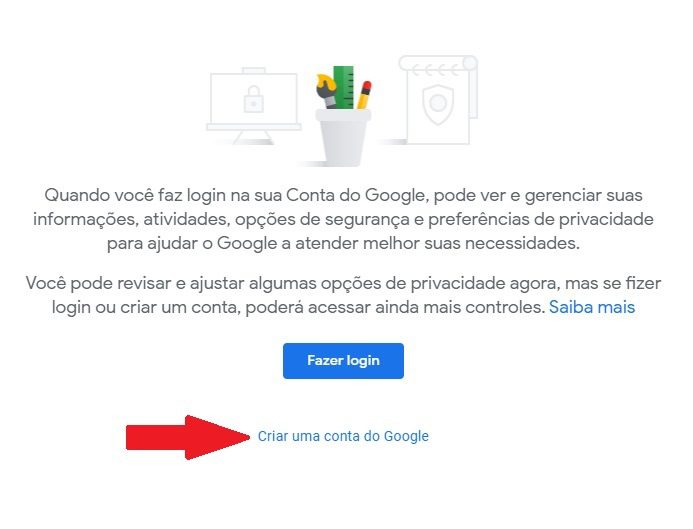 Criar conta google