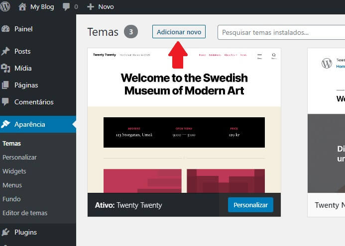 Instalação de Tema para o site WordPress
