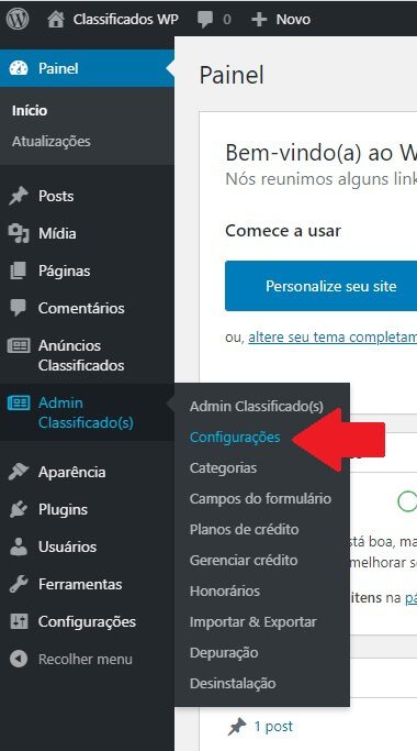 Configurações iniciais do nosso plugin de Classificados WordPress AWPCP