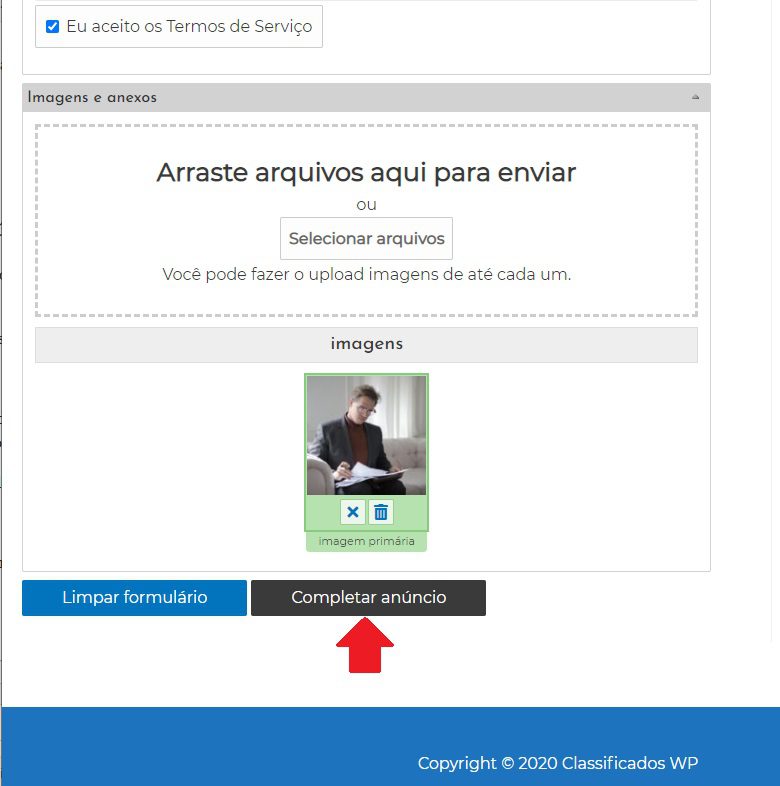 Adicionando Anúncio de Classificados pelo Site