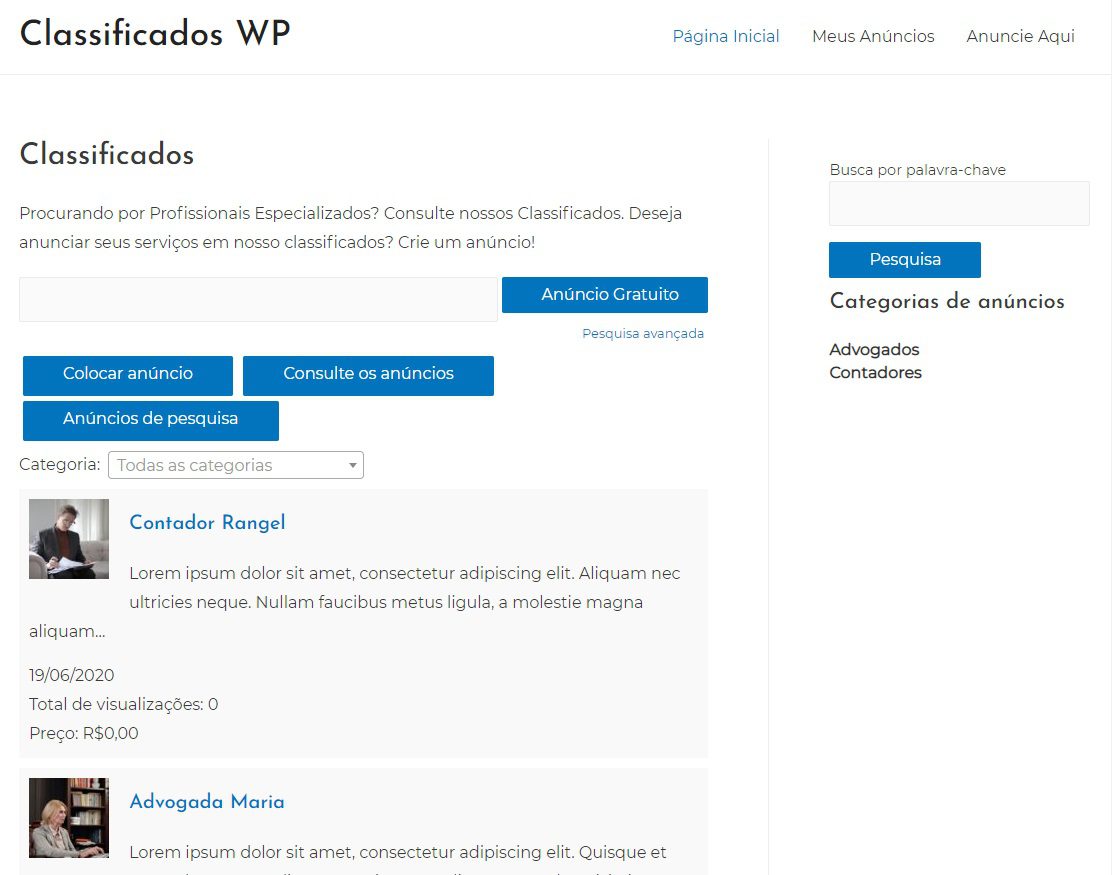 Site de Classificados WordPress com segundo Anúncio