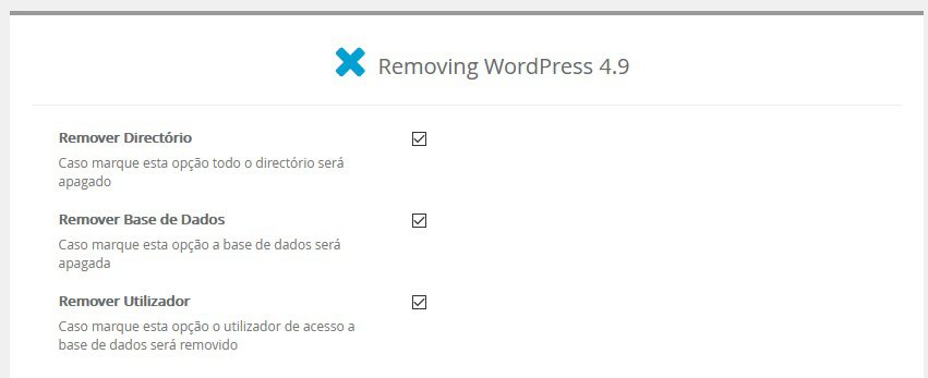 desinstalar o wordpress