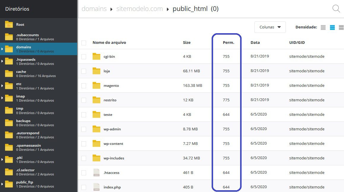 permissoes chmod 644 755