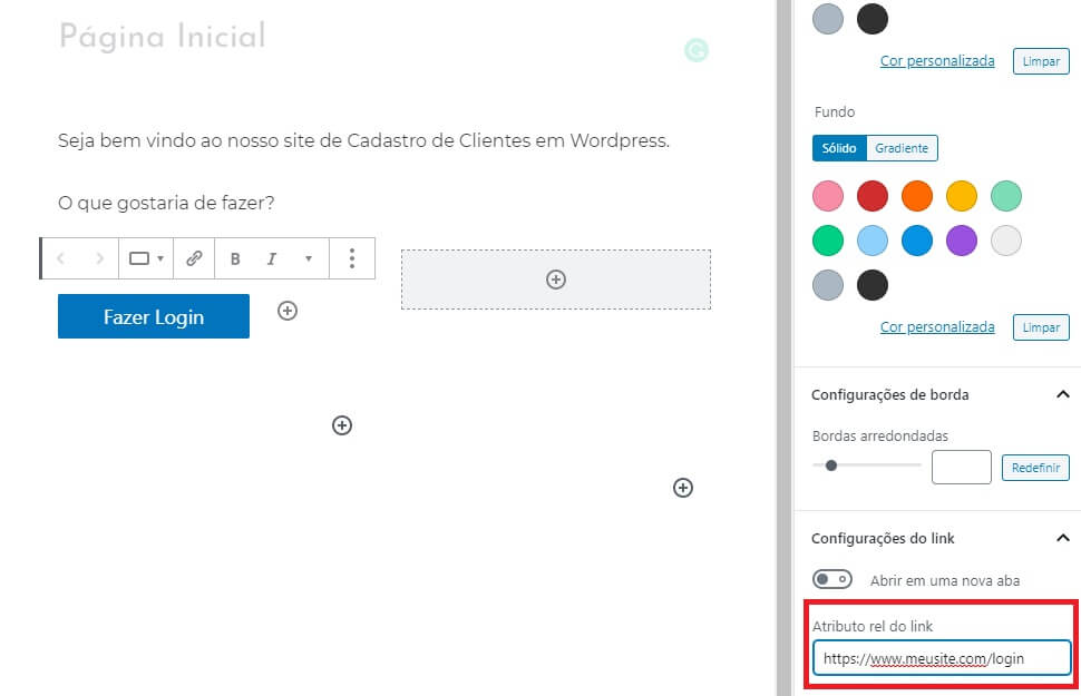 Criar Página Inicial do Site de Cadastro de Clientes em WordPress