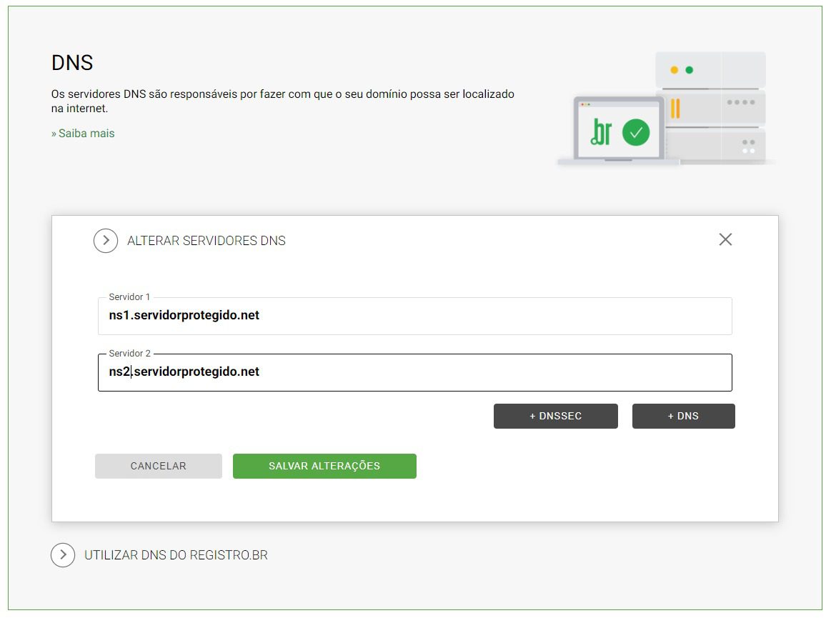 configurar dns no registro.br