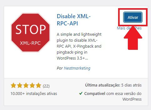 Ativar o Plugin Disable XML-RCP-API para poder desabilitar o arquivo XMLRPC
