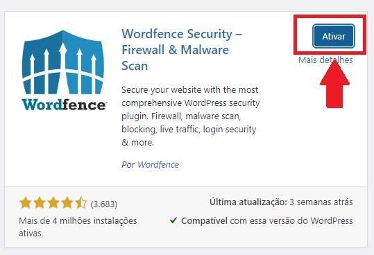 Ativando o Plugin Wordfence Security