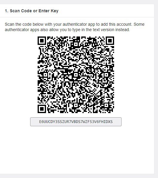 QR Code para habilitar a autenticação de dois fatores