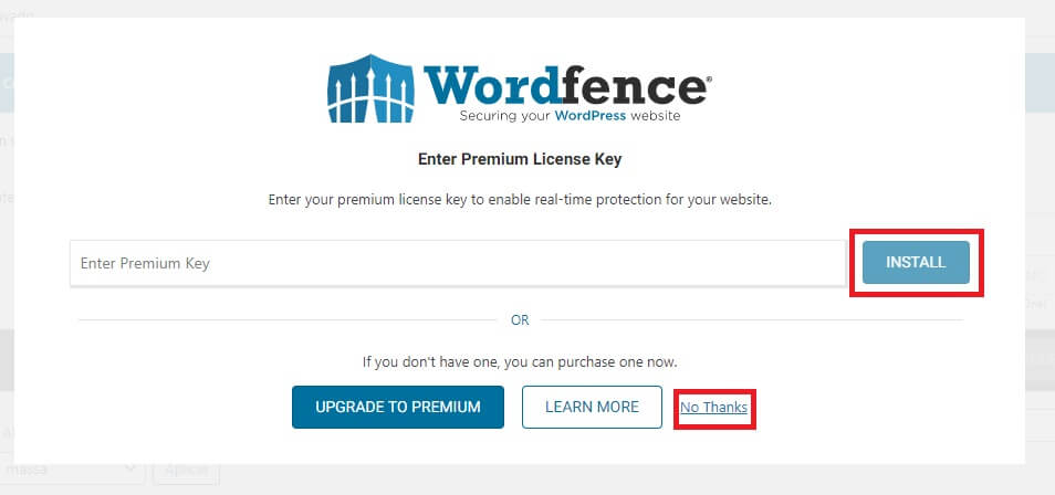 Escolhendo entre a Versão Premium ou Free do Wordfence