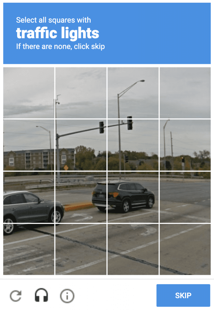 Exemplo do Google reCaptcha v2