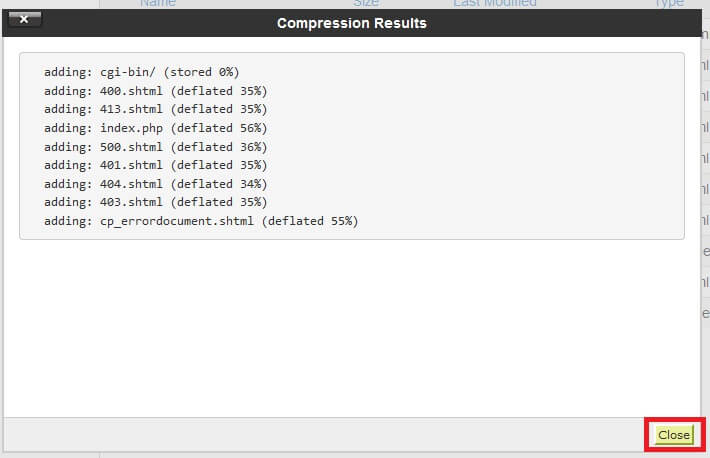 Finalizando o Backup no cPanel pelo Gerenciador de Arquivos