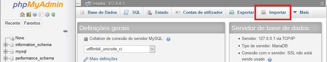 Importar Banco de Dados no PHPMyAdmin