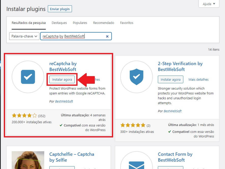 Instalando o plugin "reCaptcha by BestWebSoft" no WordPress