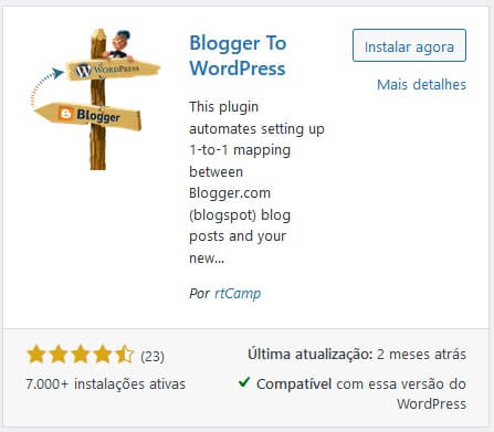 Plugin Blogger para WordPress