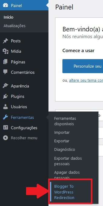 Redirecionamento do Blogger para WordPress