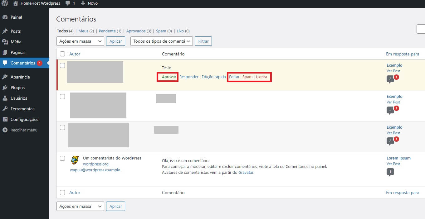 Moderação de comentários no WordPress