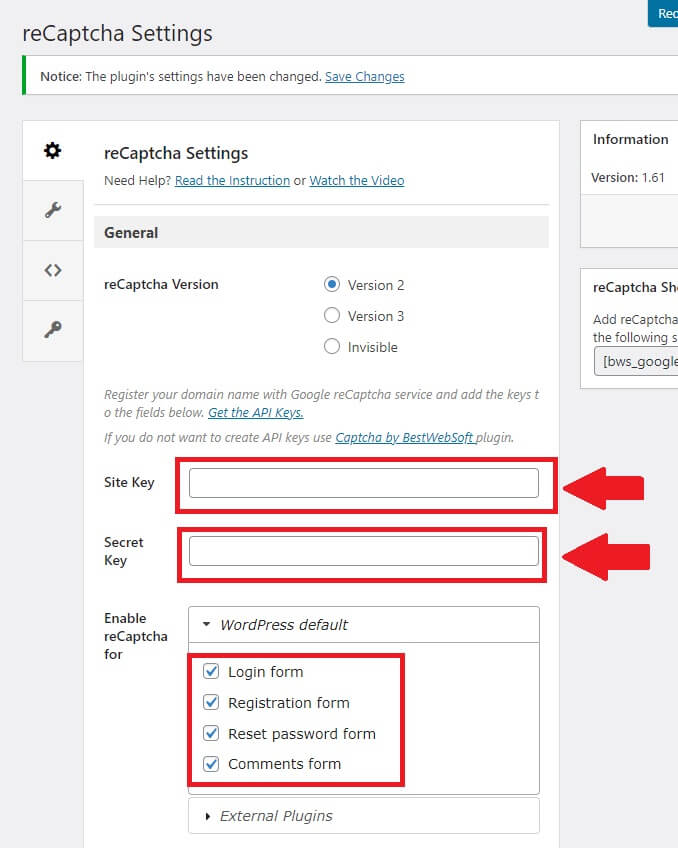 Configurando o Plugin de reCAPTCHA no WordPress