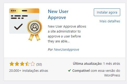 Plugin WordPress: New User Approve